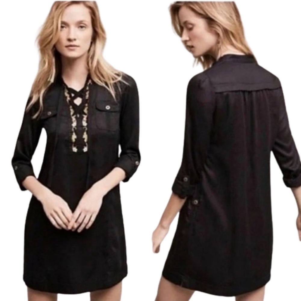 Holding Horses Imogen Black Embroidered Mini Dress Women's Size 4